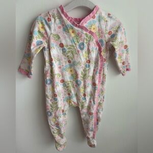 Mudpie Baby Ruffle Bunny Print Sleeper - 3-6 months